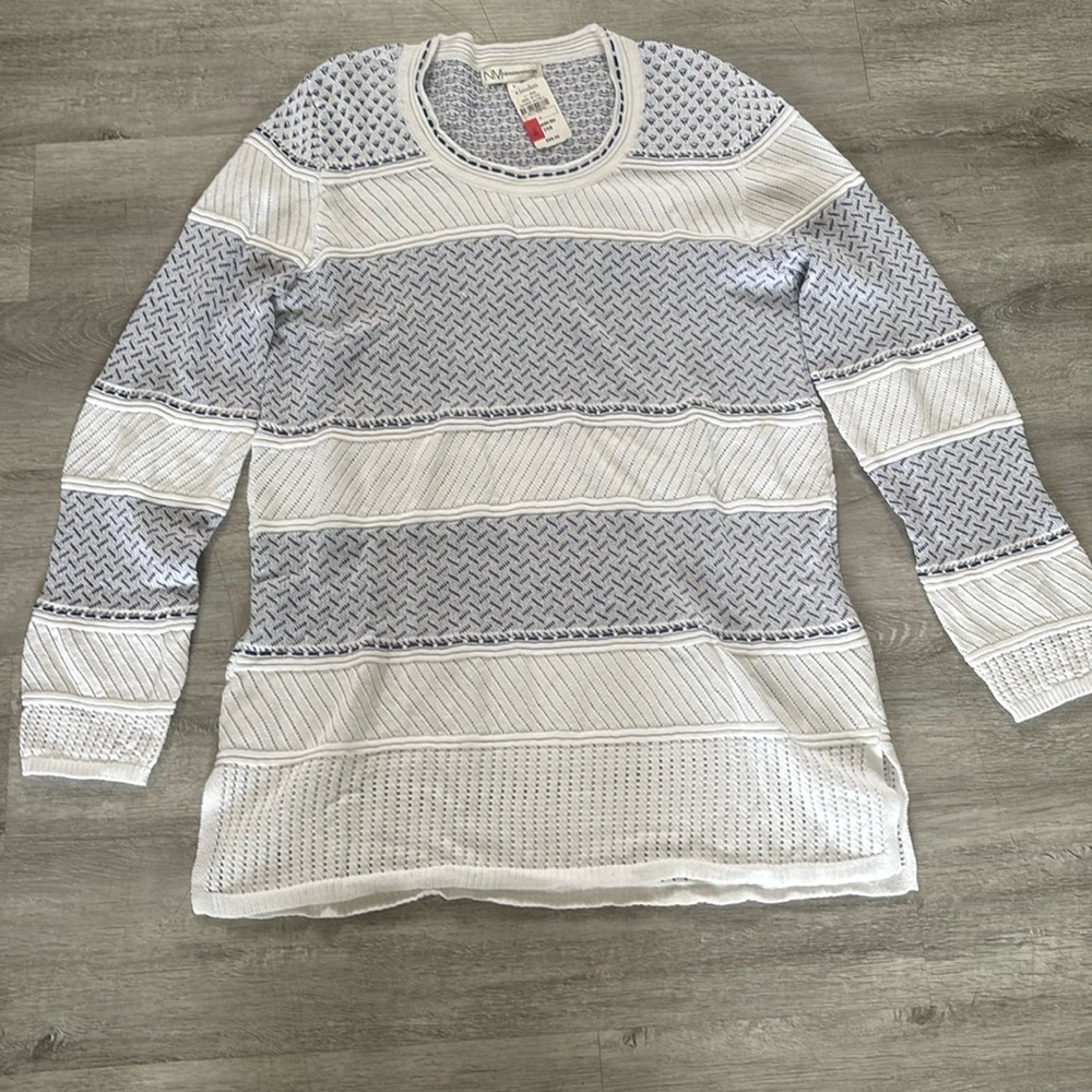 Neiman Marcus Cotton Scoop Neck Sweater M